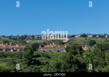 Scenic Pelican Hill vista in Newport Coast, Orange County, Southern California, on a beautiful sunny summer day Stock Photo