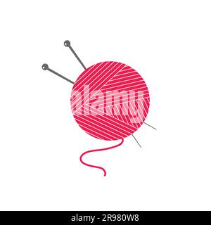Thread with knitting needles on a white background. Ball of yarn with knitting needles. Vector isolated illustration. Stock Vector