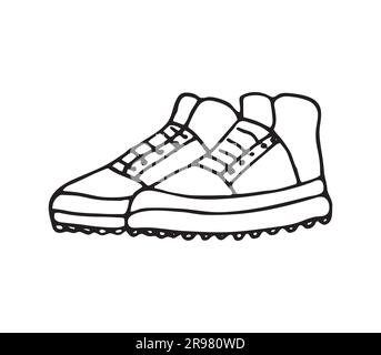 Hand drawn basketball shoes, sneakers in doodle style, isolated on white background Stock Vector