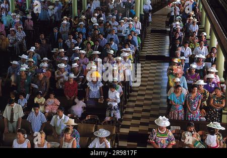 FRENCH POLYNESIA. TAHITI. CEREMONY IN A CHURCH IN PAPEETE Stock Photo