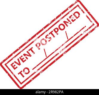 Event postponed to, rubber seal stamp with place for date. Vector of event update and postponed event, postponed notice and rescheduling illustration Stock Vector