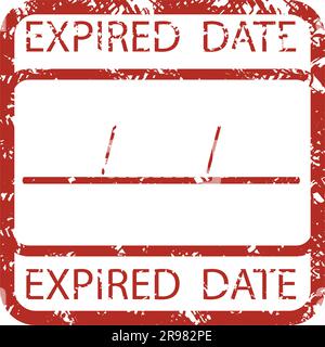 Expired date rubber stamp in square form. Vector illustration time limit and outdated, finished and no longer valid, end date and expiry Stock Vector