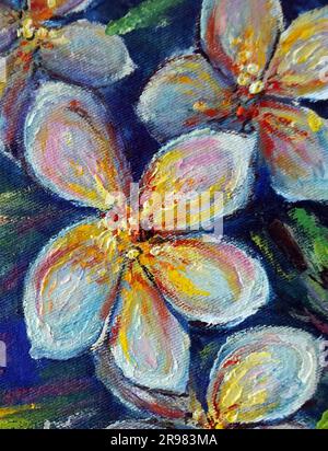 art oil painting Colorful Plumeria flower , frangipani flower Stock Photo