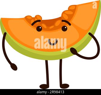 Funny fruit cartoon character, melon slice vector Stock Vector