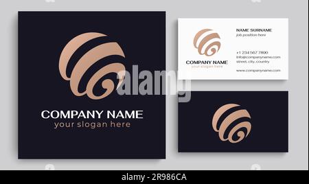 Round spiral ball logo. Creative sphere. Letters W and G. Template for creating a unique luxury design, logo, business, studio, boutique, spa. Vector Stock Vector