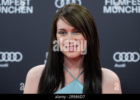 Munich, Germany. 23rd June, 2023. Gloria Sophie Burkandt arrives at the Gasteig HP8 for the opening of the Munich Film Festival. The film festival opens this year with the film 'The Persian Version' and shows films from all over the world until 01.07.2023. Credit: Sven Hoppe/dpa/Alamy Live News Stock Photo