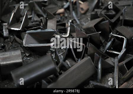 Heap of scrap metal. Abstract industrial background. Stock Photo