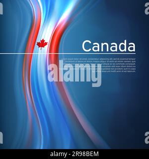 Canada abstract flag background. Blurred pattern of light colors lines of the canadian flag in the blue sky, business brochure design. State banner Stock Vector