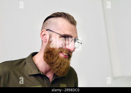 Non Exclusive: KYIV, URKAINE - JUNE 22, 2023 - Poet, musician, unit commander of the 68th Jaeger Brigade Pavlo Vyshebaba attends the 11th Internationa Stock Photo