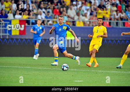 Non Exclusive: BUCHAREST, ROMANIA - JUNE 24, 2023 - Midfielder Oleksii Kashchuk of Ukraine is pictured during the 2023 UEFA European Under-21 Champion Stock Photo