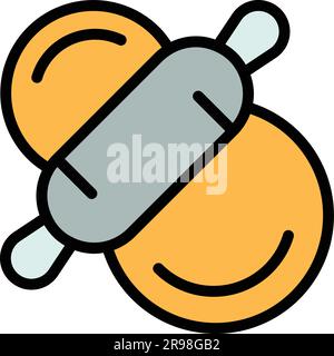 Bake dought icon outline vector. Dough pizza. Flour baking color flat Stock Vector