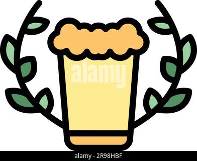 German beer laurel icon outline vector. House label. Brewery pub color flat Stock Vector