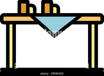 Picnic table icon outline vector. Wood bench. Outdoor furniture color flat Stock Vector