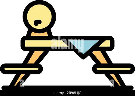 Garden wood table icon outline vector. Picnic bench. Wooden park color flat Stock Vector