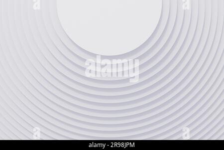 3d rendering. Abstract white geometric background, minimal round frame flat lay, deck of blank cards. Stock Photo