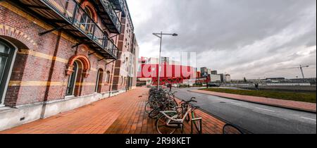 Rotterdam, Netherlands - October 6, 2021: View from Kop van Zuid, a neighborhood of Rotterdam, located on the south bank of the Nieuwe Maas River. Stock Photo