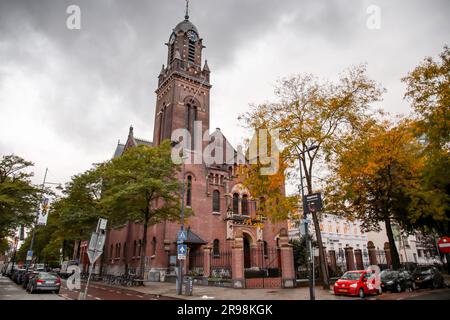 Rotterdam, the Netherlands - October 6, 2021: The Arminius or Remonstrant church in Rotterdam. Built between 1895 and 1897. Monumental building, neo-r Stock Photo