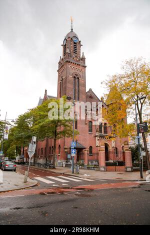 Rotterdam, the Netherlands - October 6, 2021: The Arminius or Remonstrant church in Rotterdam. Built between 1895 and 1897. Monumental building, neo-r Stock Photo