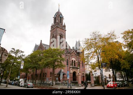 Rotterdam, the Netherlands - October 6, 2021: The Arminius or Remonstrant church in Rotterdam. Built between 1895 and 1897. Monumental building, neo-r Stock Photo