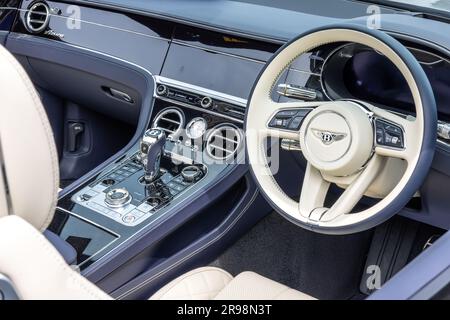 Bentley Continental GTC interior on display at the Bicester Flywheel held at the Bicester Heritage Centre on the 17th June 2023. Stock Photo