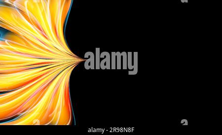 Beautiful bright motley yellow orange abstract energetic magical cosmic fiery neon texture of lines and stripes, waves, flames with twists and turns o Stock Vector