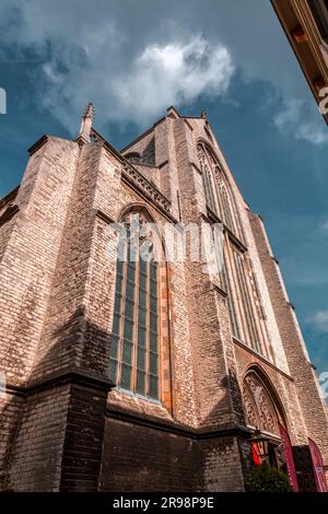 Leiden, Netherlands - October 7, 2021: Exterior view of Pieterskerk or the Pilgrim Fathers Church in Leiden, South Holland, the Netherlands. Stock Photo