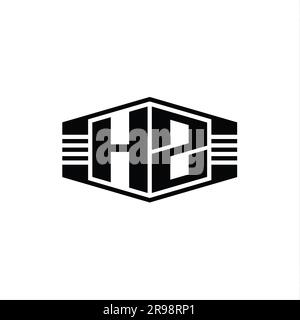 HZ Letter Logo monogram hexagon emblem shape with stripes outline style design template Stock Photo