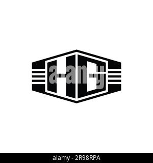 HG Letter Logo monogram hexagon shape with ornament abstract isolated ...