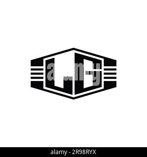 LG Letter Logo monogram hexagon emblem shape with stripes outline style design template Stock Photo