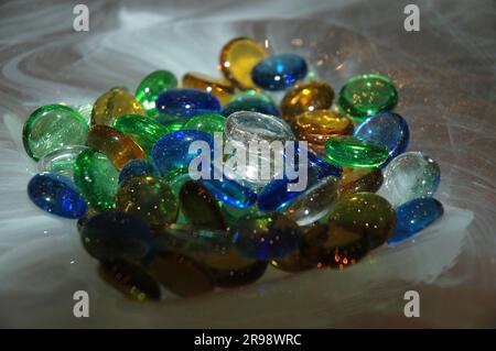 glass pebbles of various colors with rounded shapes Stock Photo