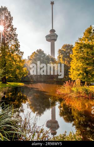 Euromast, the observation tower of Rotterdam city as seen from Het Park. Stock Photo