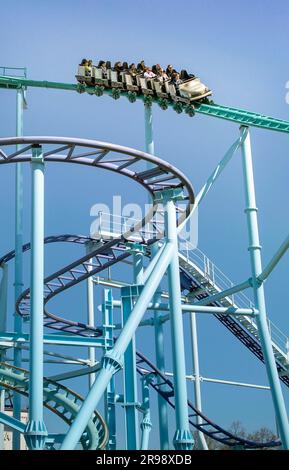 Stockholm, Sweden. 22nd Apr, 2014. FILE PHOTO One person has died in lethal accident when the rollercoaster Jetline derailed in the amusement park Gröna Lund in Stockholm, Sweden 25 June 2023. Several people are injured. The amusement park is being evacuated and the police have set up barriers. File photo taken 22 April 2014.Foto: Claudio Bresciani/TT/Kod 10090 Credit: TT News Agency/Alamy Live News Stock Photo