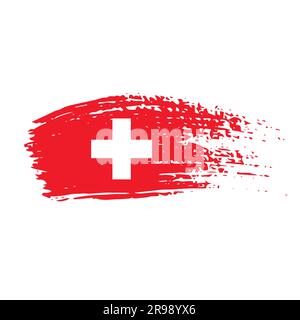 Switzerland brush strokes painted national country flag icon. Stock Vector