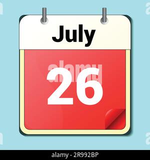 day on the calendar, vector image format, June 26 Stock Vector