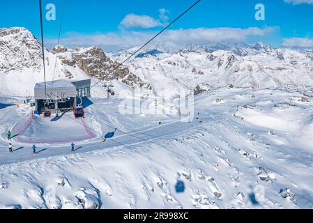 Cable car on Passo Tonale ski resort Stock Photo
