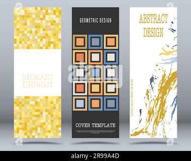 A set of designs of different styles. Template for background, cover, screensaver, website and creative idea. Layout for interior design, corporate st Stock Vector