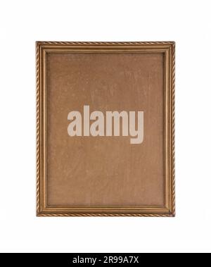 Old wooden picture frame isolated on white background with clipping path Stock Photo