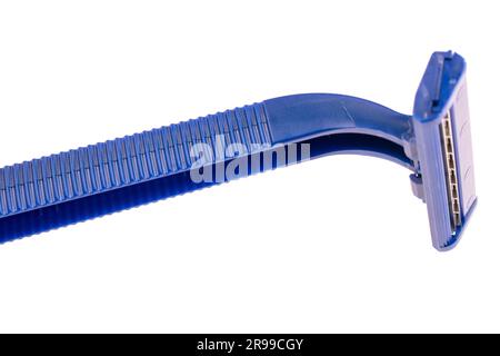 blue razor, machine tool, isolated on white background Stock Photo