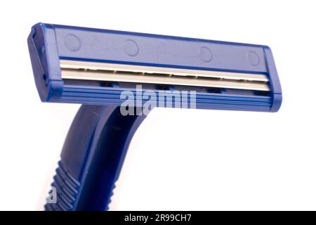 blue razor, machine tool, isolated on white background Stock Photo