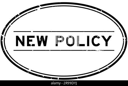 Grunge black new policy word rubber seal stamp on white background ...