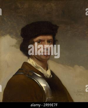 Young Man in a Fur Cap, probably a self-portrait. Carel Fabritius. 1654. Stock Photo