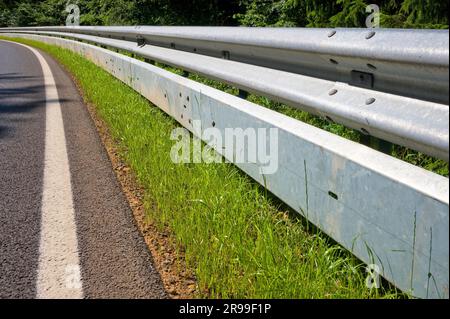 Guardrail with protection for motorcyclists Stock Photo