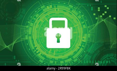 Green Cybersecurity and information or network protection abstract background Stock Vector