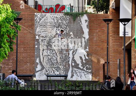Sydney, April 18 2016. A mural of Jack Mundey located in Sydney, Australia, created by Portugese street artist Alexandre Farto Stock Photo