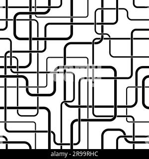 Line seamless pattern. Repeating abstract black lines isolated on white background. Repeated geometric shape for design prints. Monocrome lattice Stock Vector