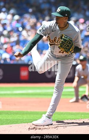 Luis Medina of the Oakland Athletics pitches against the Boston Red News  Photo - Getty Images