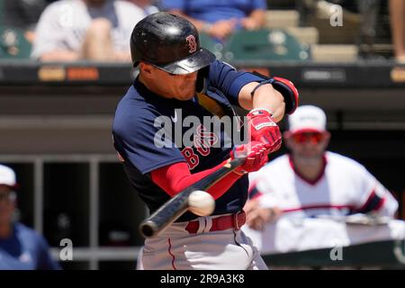 St. Petersburg, FL. USA; Boston Red Sox center fielder Enrique Hernandez  (5) hits a double during the ALDS Game 2 against the Tampa Bay Raysat  Tropic Stock Photo - Alamy