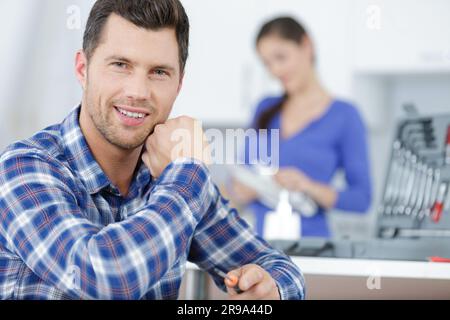 portrait of smiling man at home Stock Photo