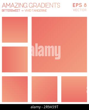 Colorful gradients in bittersweet, vivid tangerine color tones. Actual gradient background, lively vector illustration. Stock Vector