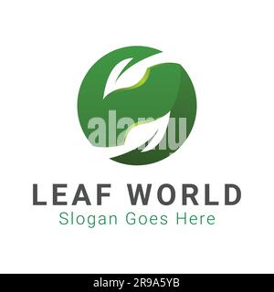 Leaf World Logo Design Save World Eco Friendly World Logotype Stock Vector